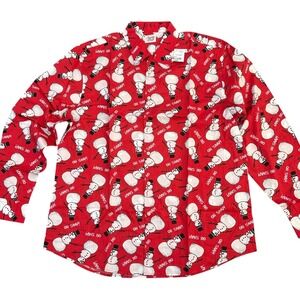 North Pole Trading Co Mens Med Red Snowman Oh‎ Snap Holiday Button Up Shirt NWT